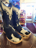 White Diamond Boots Cowhair Wide Square Toe
